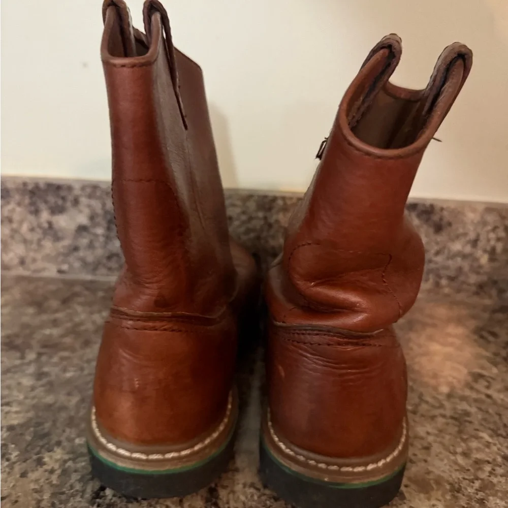 John Deere Brown Leather Boots - Youth 5 1/2
